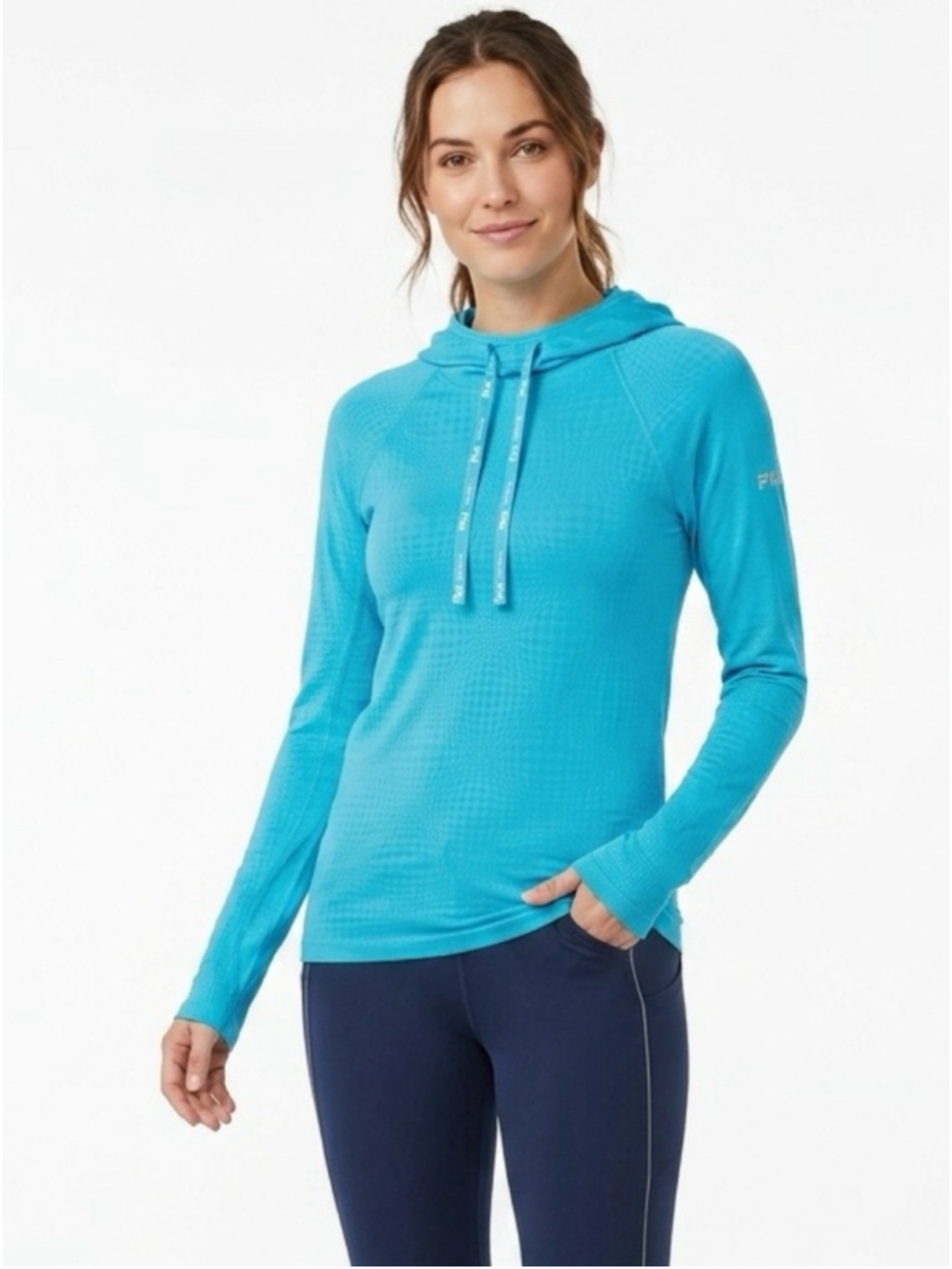 FILA Sport Light Blue Lightweight Running Hoodie Sz S active gym walk 462
